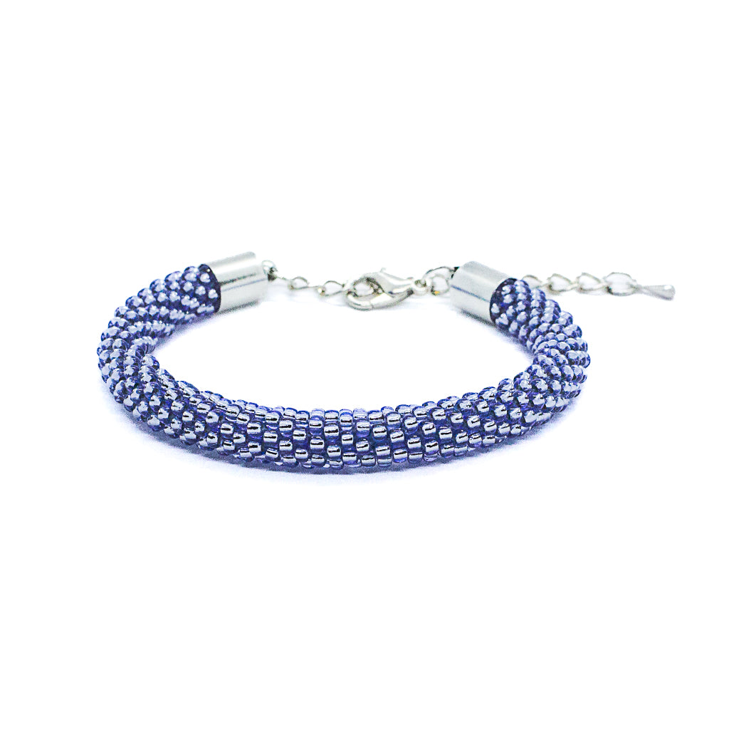 Croche Beaded Bracelet - Silver Lined Light Sapphire