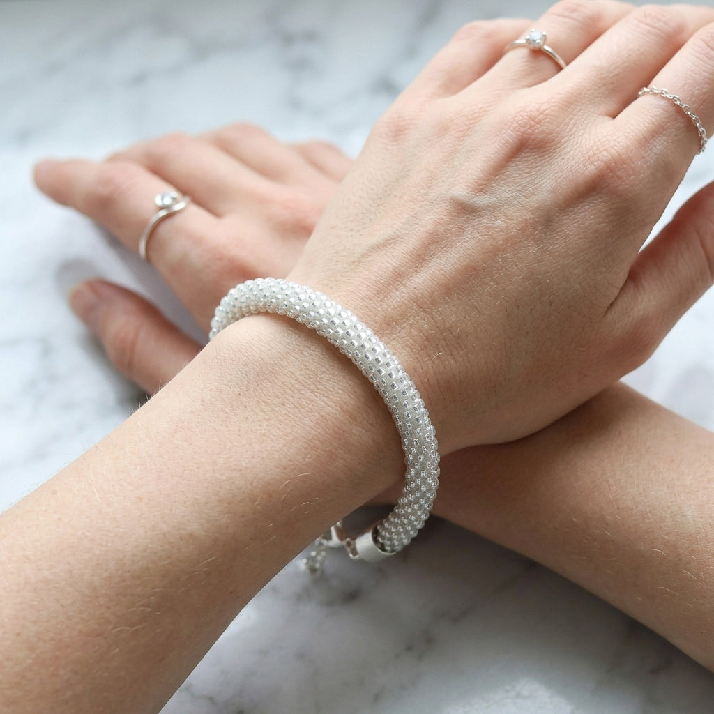 Croche Beaded Bracelet - Silver Lined Crystal