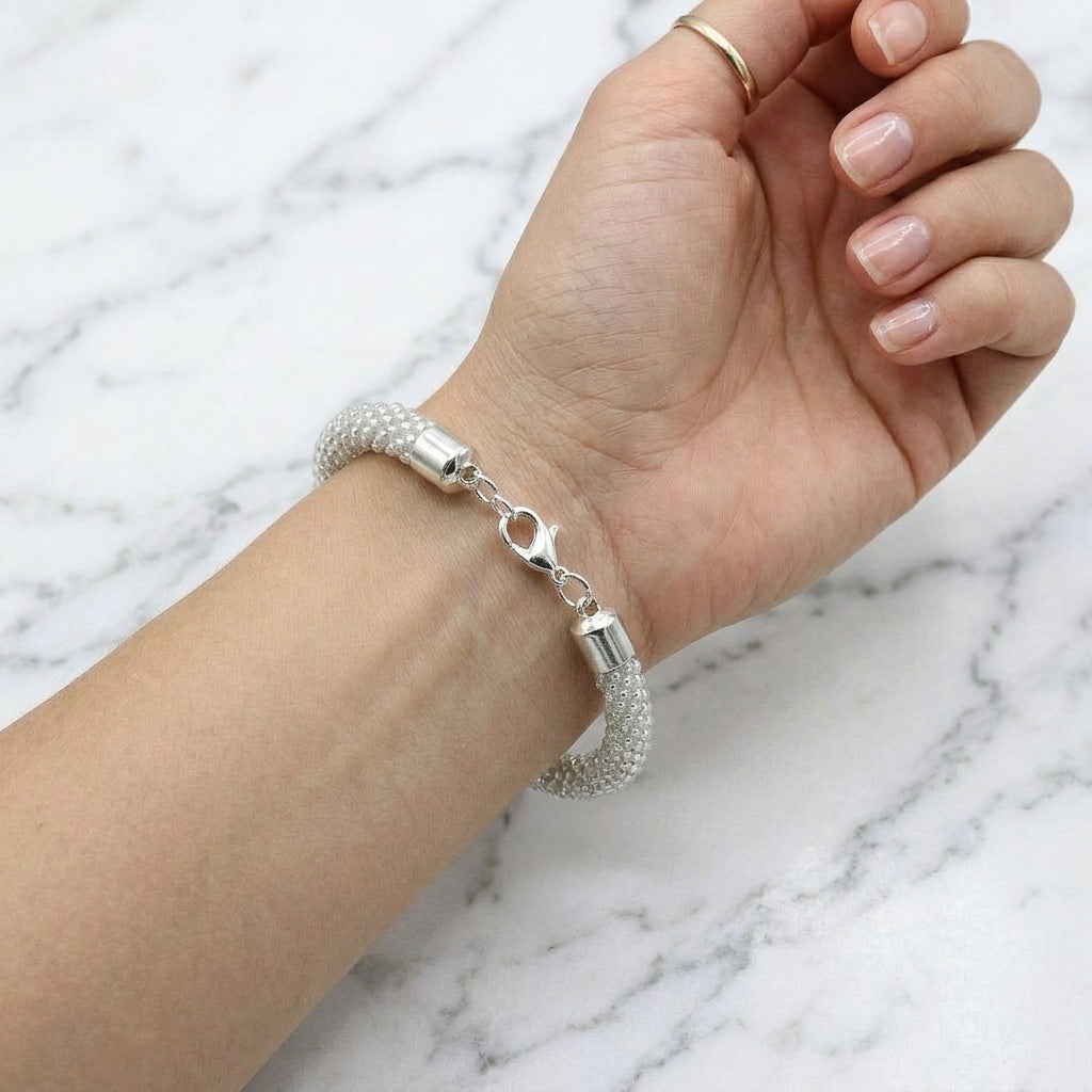 Croche Beaded Bracelet - Silver Lined Crystal