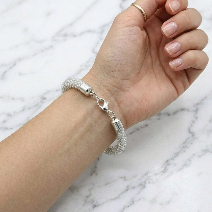 Croche Beaded Bracelet - Silver Lined Crystal