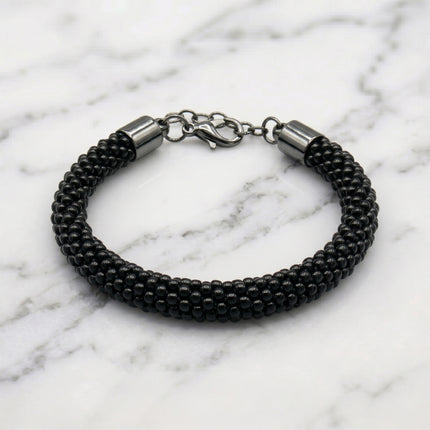 Crochet Beaded Bracelet - Black Opaque