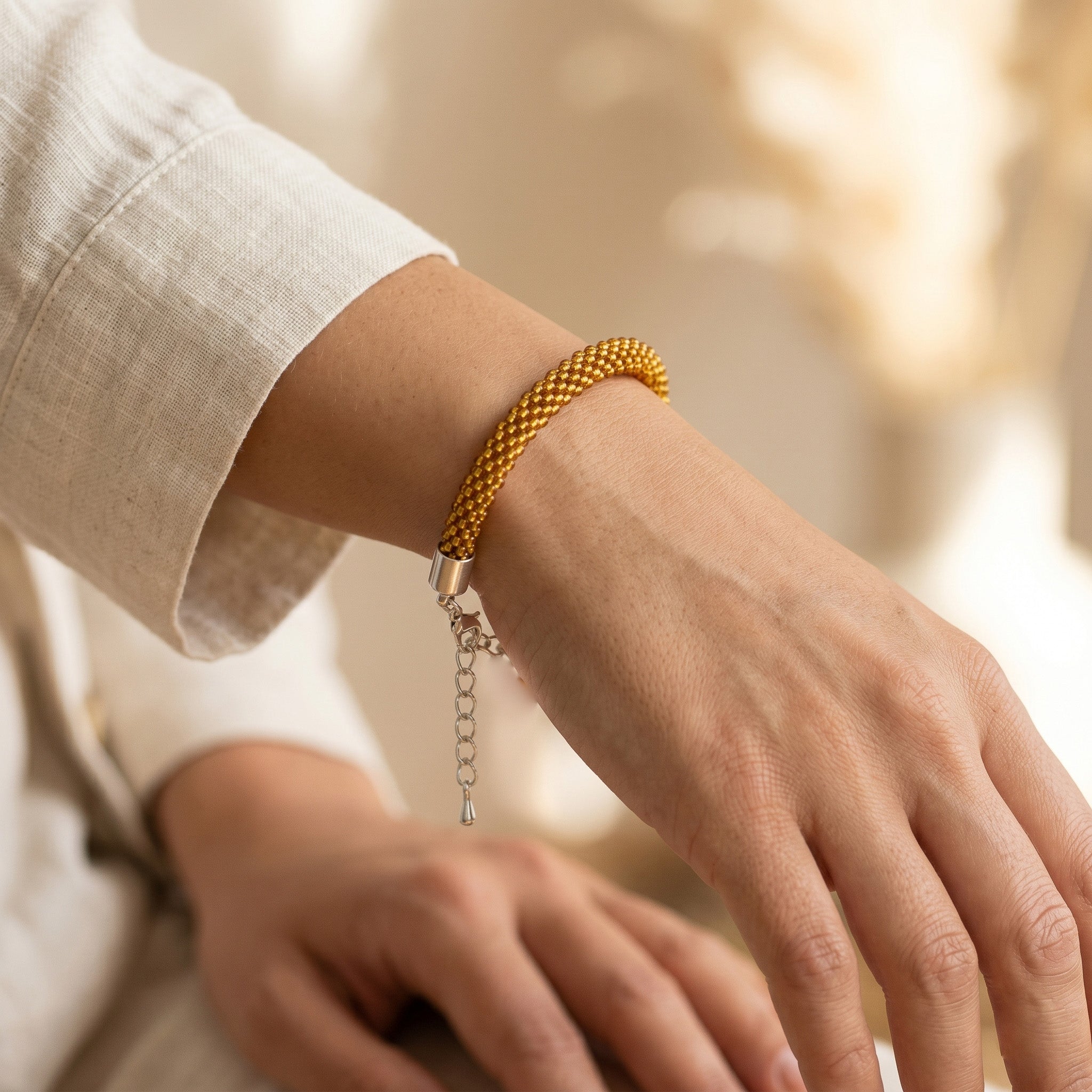 Croche Beaded Bracelet - Silver Lined Topaz