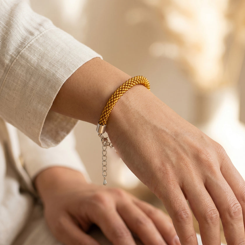 Croche Beaded Bracelet - Silver Lined Topaz