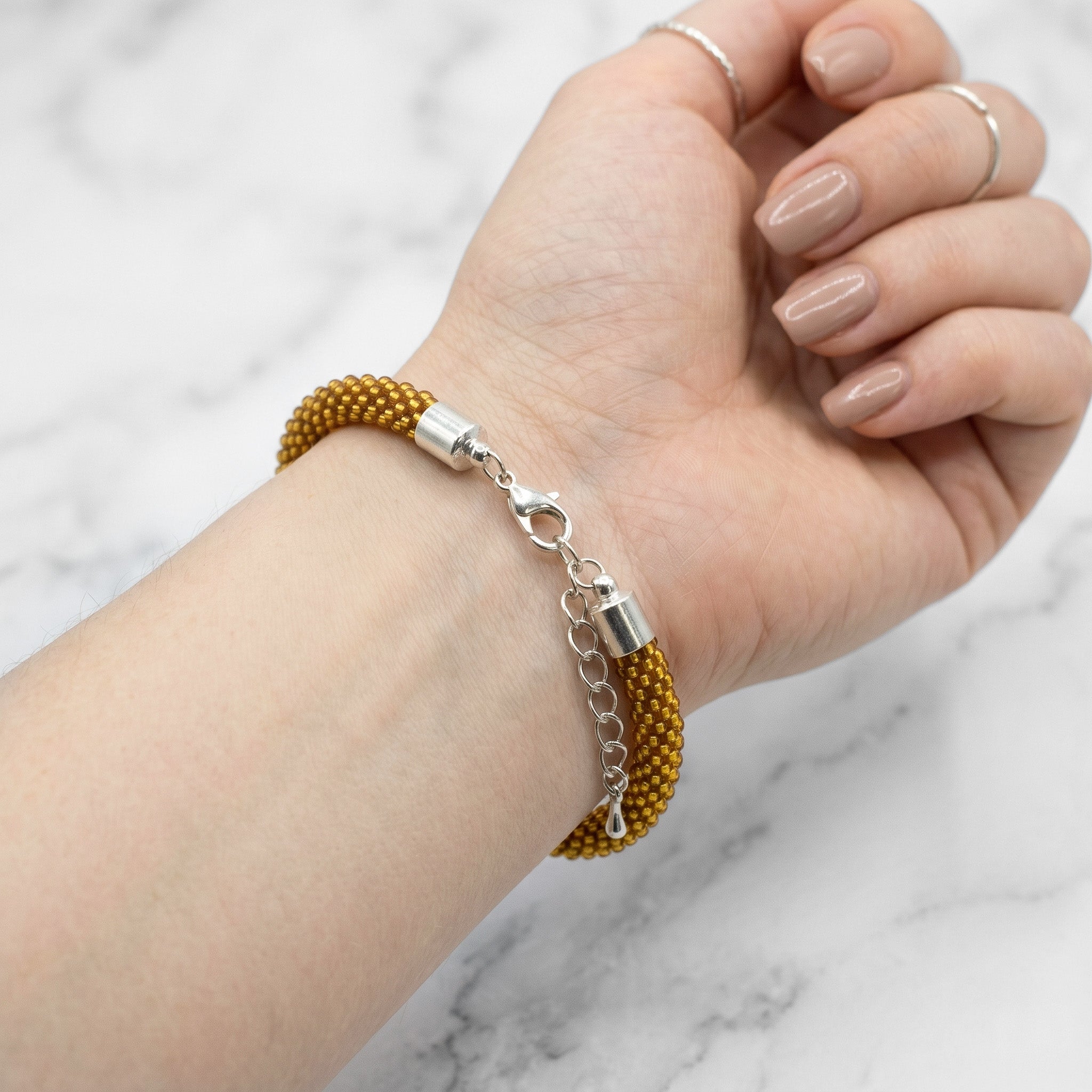 Croche Beaded Bracelet - Silver Lined Topaz