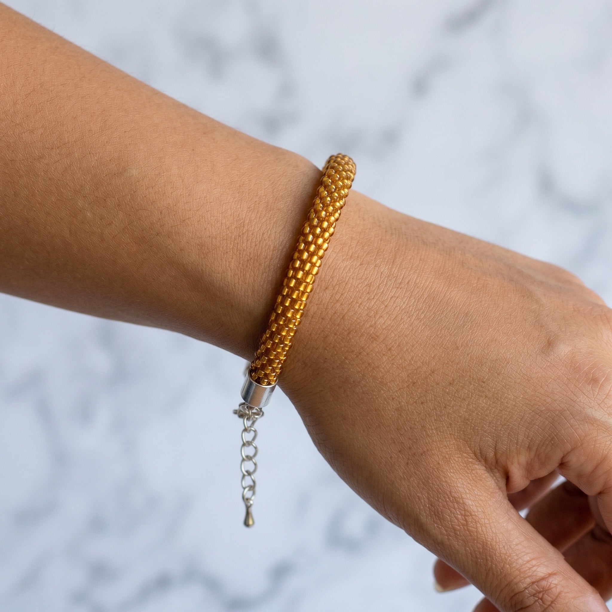 Croche Beaded Bracelet - Silver Lined Topaz