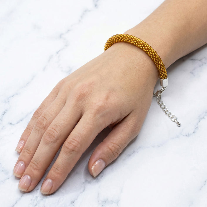 Croche Beaded Bracelet - Silver Lined Topaz