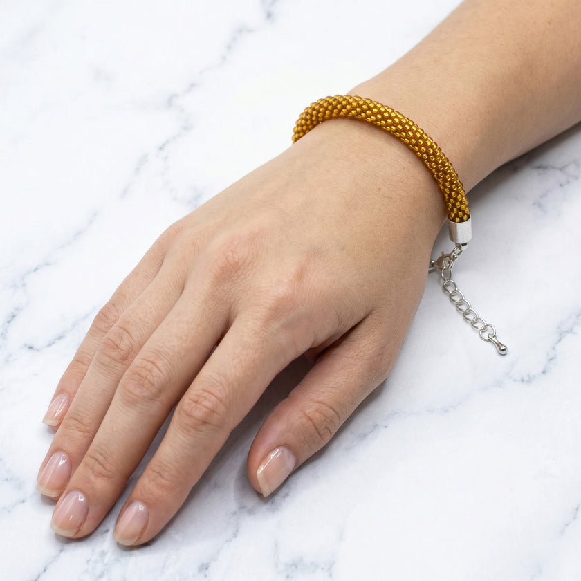 Croche Beaded Bracelet - Silver Lined Topaz