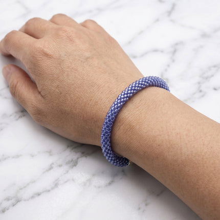 Croche Beaded Bracelet - Silver Lined Light Sapphire