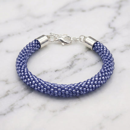 Croche Beaded Bracelet - Silver Lined Light Sapphire