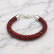 Croche Beaded Bracelet - Silver Lined Ruby