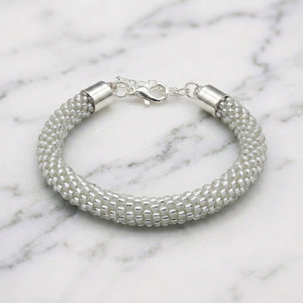 Croche Beaded Bracelet - Silver Lined Crystal