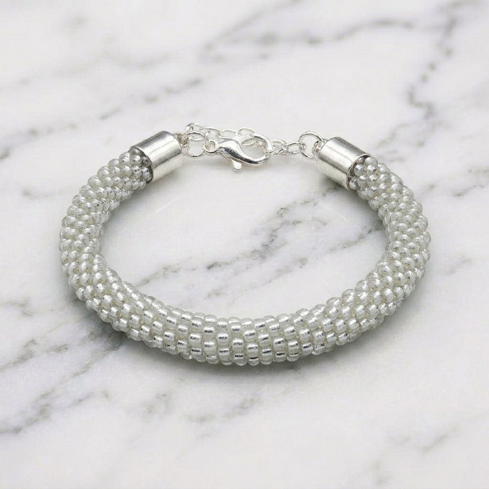 Croche Beaded Bracelet - Silver Lined Crystal