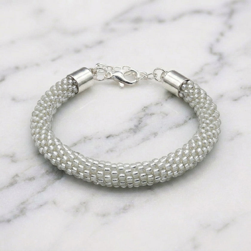 Croche Beaded Bracelet - Silver Lined Crystal