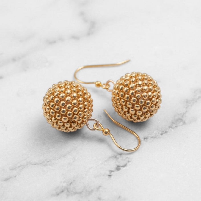 Beaded Earrings - Galvanized Gold