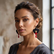 Bohemian Red and Black Drop Earrings