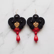 Bohemian Red and Black Drop Earrings