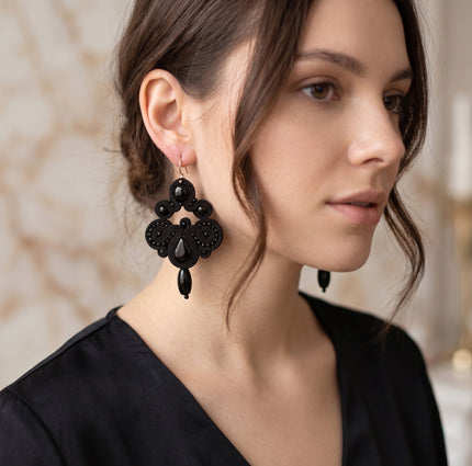 Boho Black - Glamour Soutache Earrings