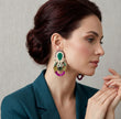 Boho Emerald & Fuchsia Soutache Drop Earrings