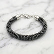 Crochet Beaded Bracelet - Metallic Hematite
