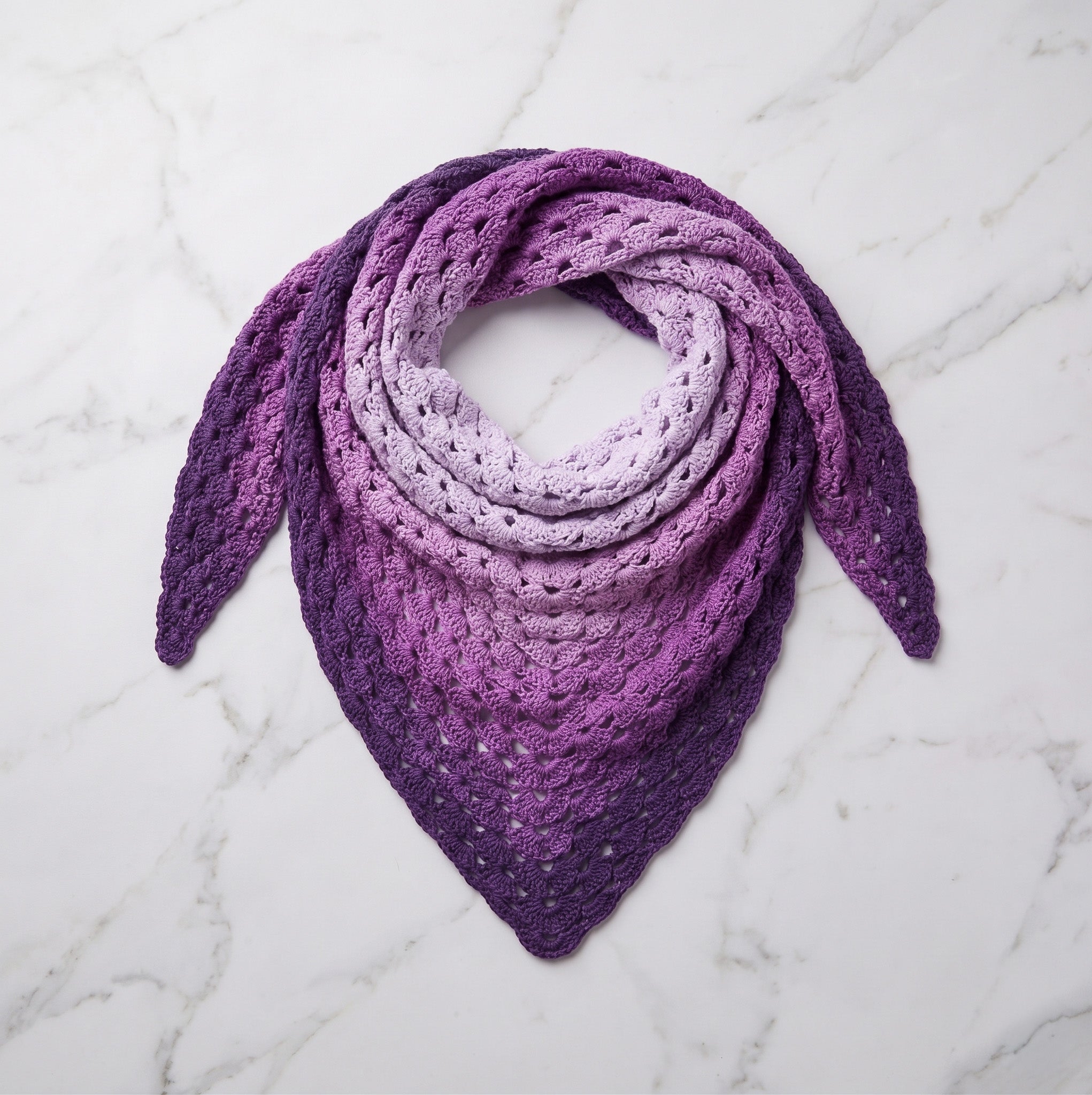 Deep Lavender - Crochet Triangle Ombre Scarf