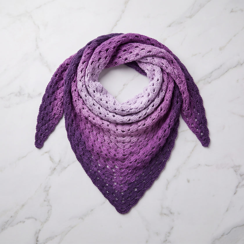 Deep Lavender - Crochet Triangle Ombre Scarf