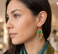 Green and Gold Handmade Boho Soutache Drop Earrings