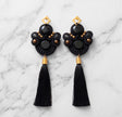 Handmade Black & Gold Soutache Tassels Earrings