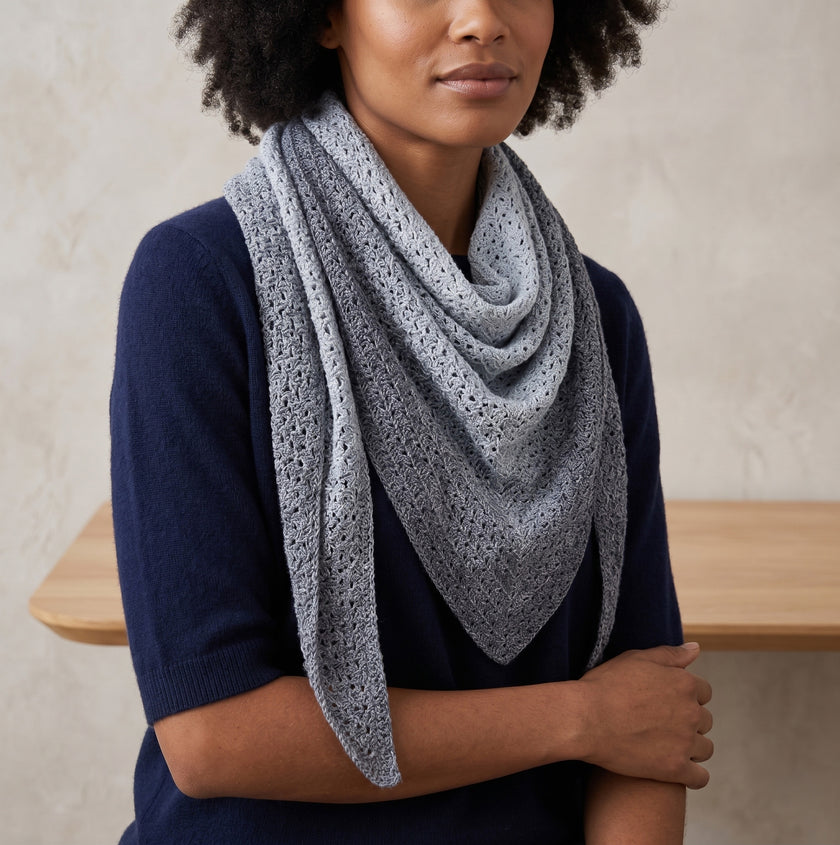 Nordic Breeze - Crochet Triangle Ombre Scarf