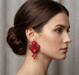 Red Coral Soutache Dangle Earrings