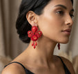 Red Coral Soutache Dangle Earrings