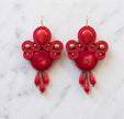Red Coral Soutache Dangle Earrings
