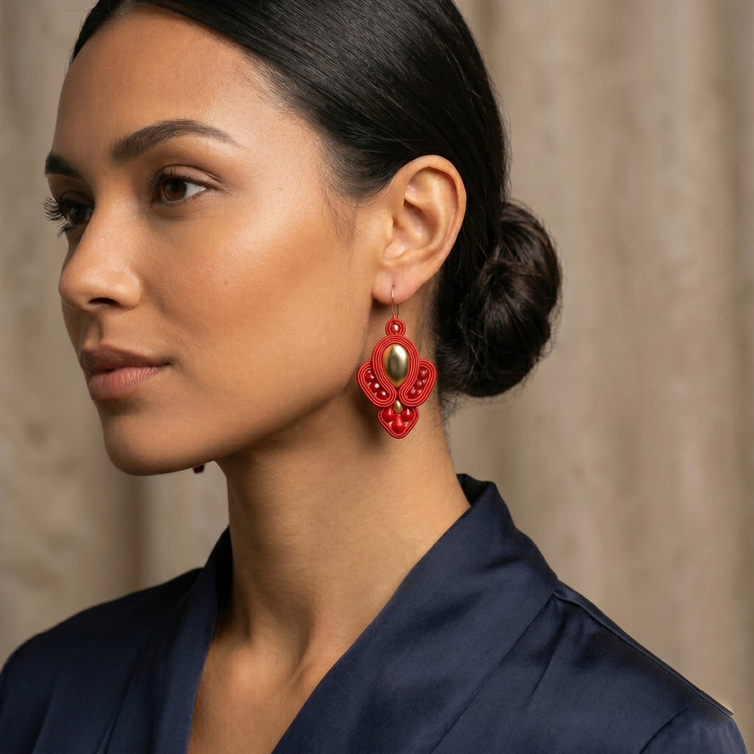 Red Soutache Earrings