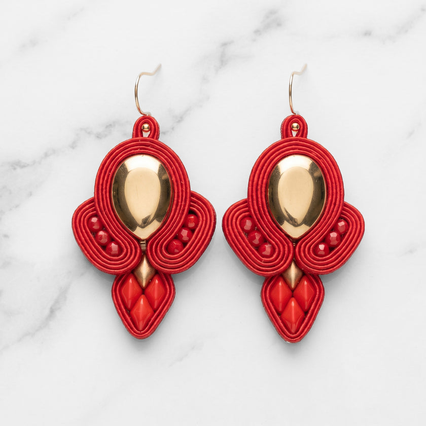 Red Soutache Earrings