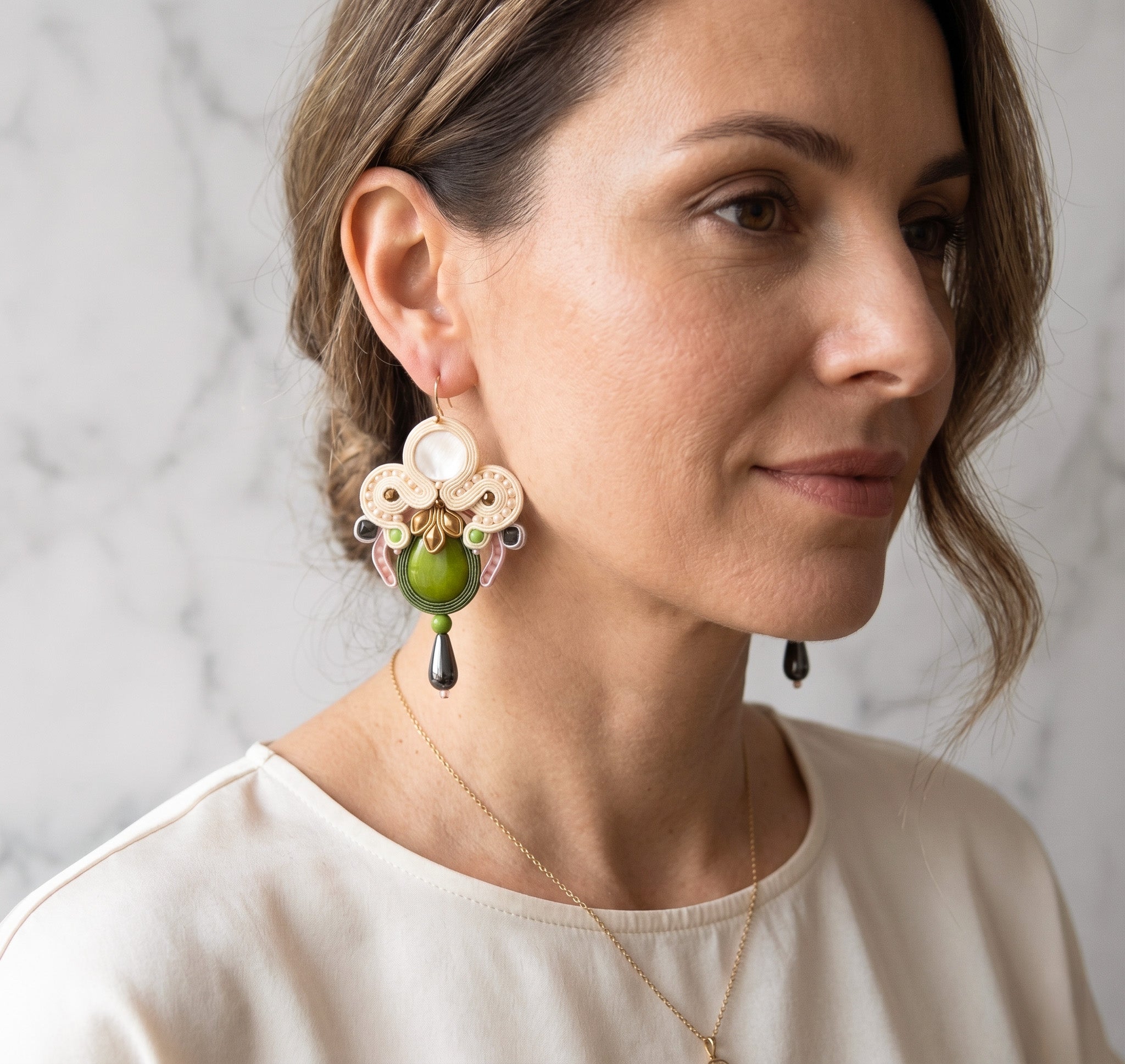 Soutache Art Deco Statement Earrings