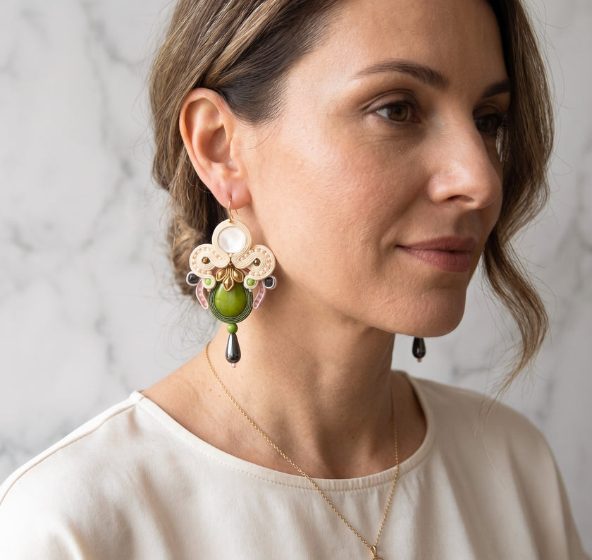 Soutache Art Deco Statement Earrings