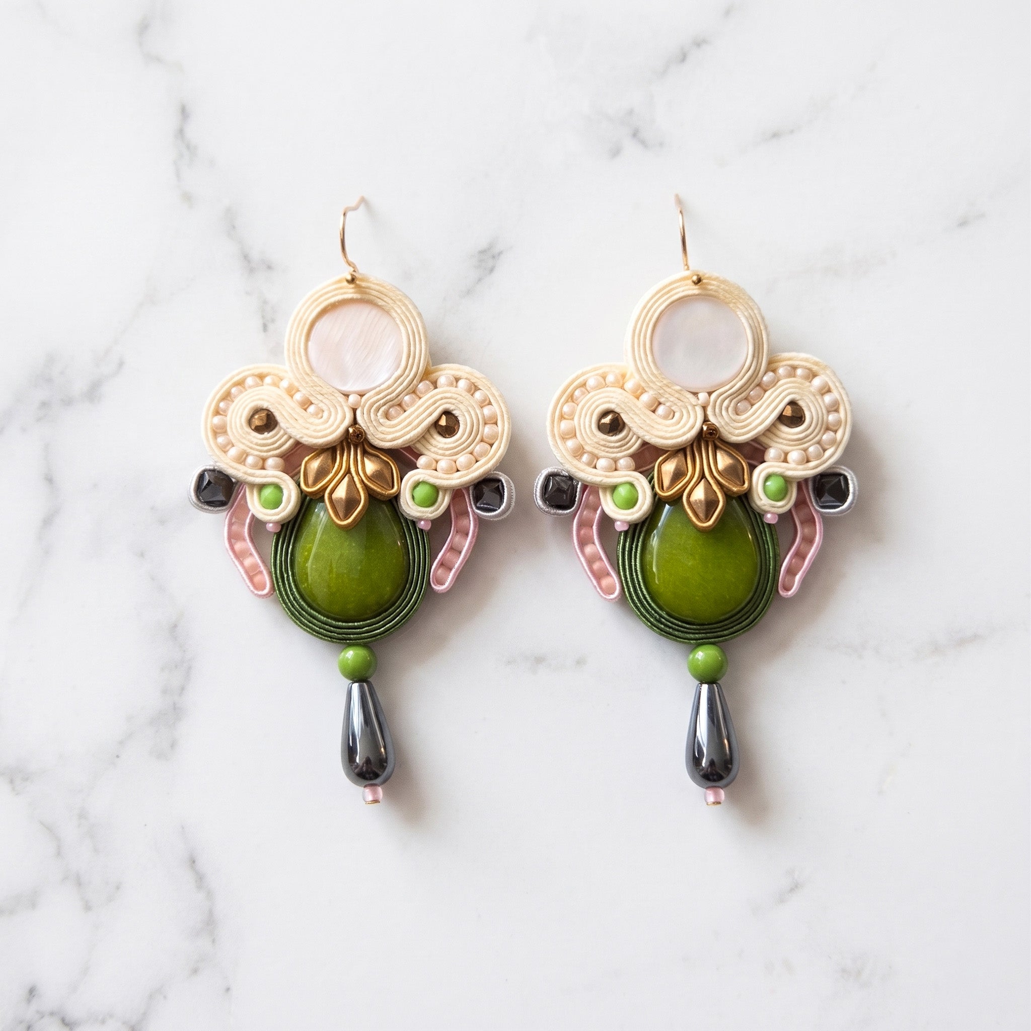Soutache Art Deco Statement Earrings