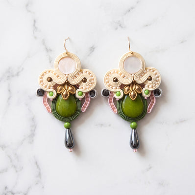 Soutache Art Deco Statement Earrings