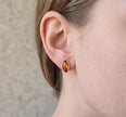 Sterling Silver & Baltic Amber Eye-Shaped Earrings