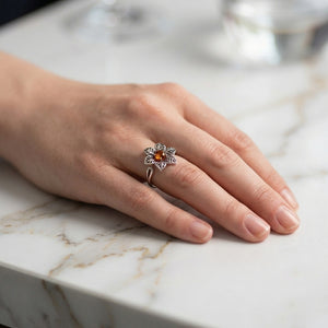 Sterling Silver & Baltic Amber Jonquil Flower Ring