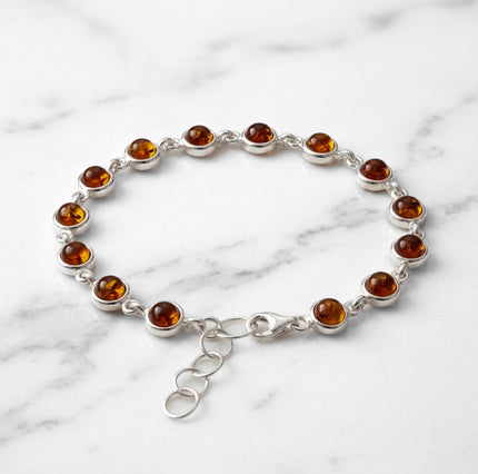 Sterling Silver & Baltic Amber Round Bracelet