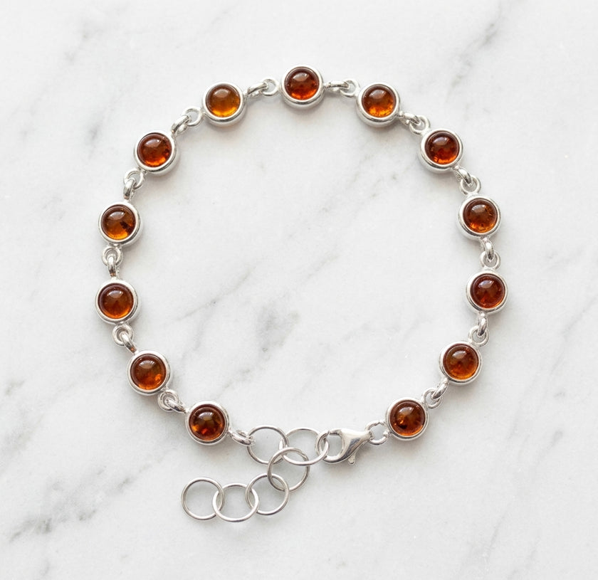 Sterling Silver & Baltic Amber Round Bracelet