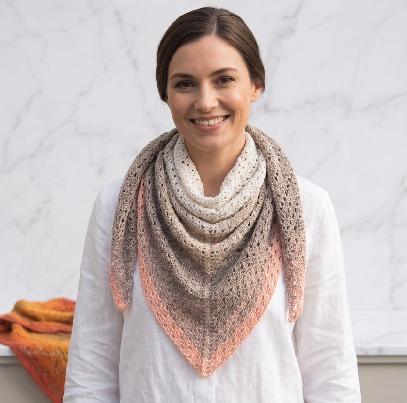 Sunset Fade - Crochet Triangle Ombre Scarf