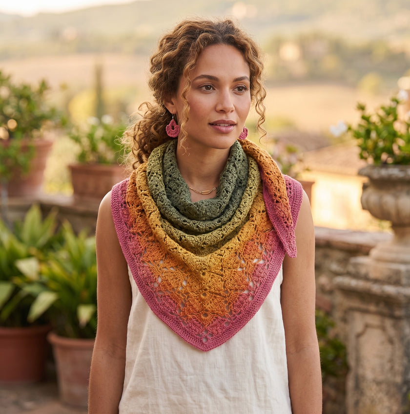 True Autumn - Crochet Triangle Ombre Scarf