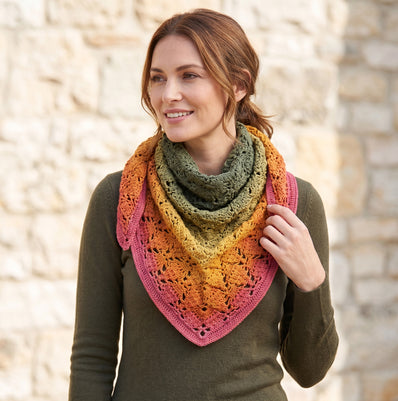 True Autumn - Crochet Triangle Ombre Scarf